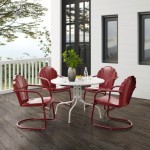 Tulip 5Pc Outdoor Metal Dining Set Dark Red Satin