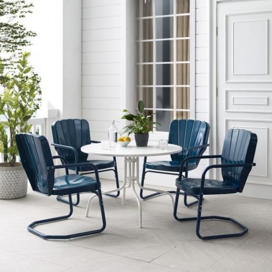 Ridgeland 5Pc Outdoor Metal Dining Set Navy Gloss