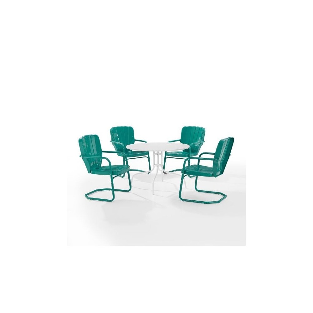 Ridgeland 5Pc Outdoor Metal Dining Set Turquoise Gloss Ridgeland 5Pc Outdoor Metal Dining Set Turquoise Gloss