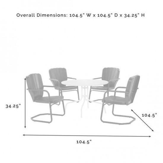 Ridgeland 5Pc Outdoor Metal Dining Set Turquoise Gloss
