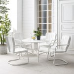 Ridgeland 5Pc Outdoor Metal Dining Set White Gloss