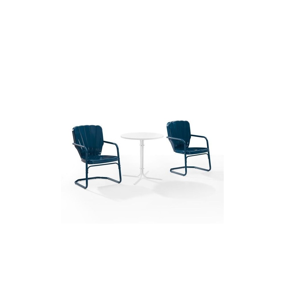 Ridgeland 3Pc Outdoor Metal Bistro Set Navy Gloss Ridgeland 3Pc Outdoor Metal Bistro Set Navy Gloss
