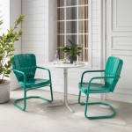 Ridgeland 3Pc Outdoor Metal Bistro Set Turquoise Gloss