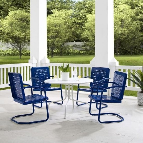 Bates 5Pc Outdoor Metal Dining Set Navy Gloss