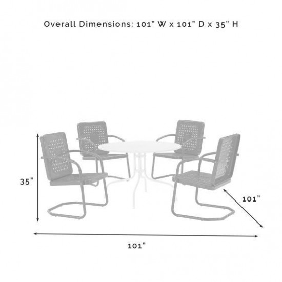 Bates 5Pc Outdoor Metal Dining Set Navy Gloss