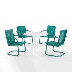 Bates 5Pc Outdoor Metal Dining Set Turquoise Gloss