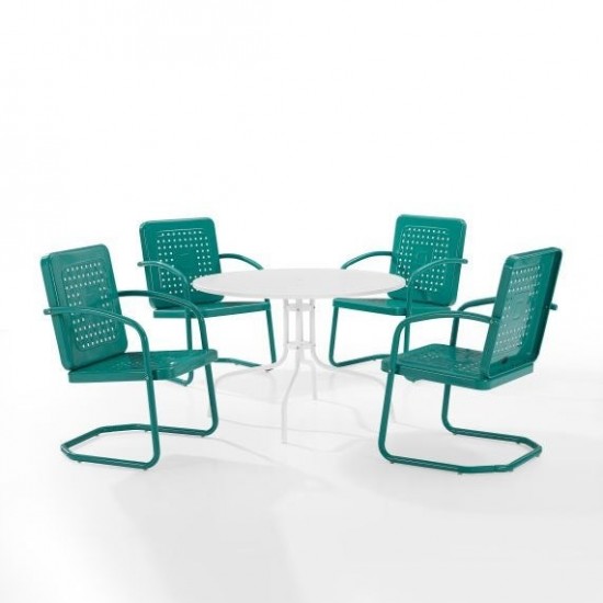 Bates 5Pc Outdoor Metal Dining Set Turquoise Gloss