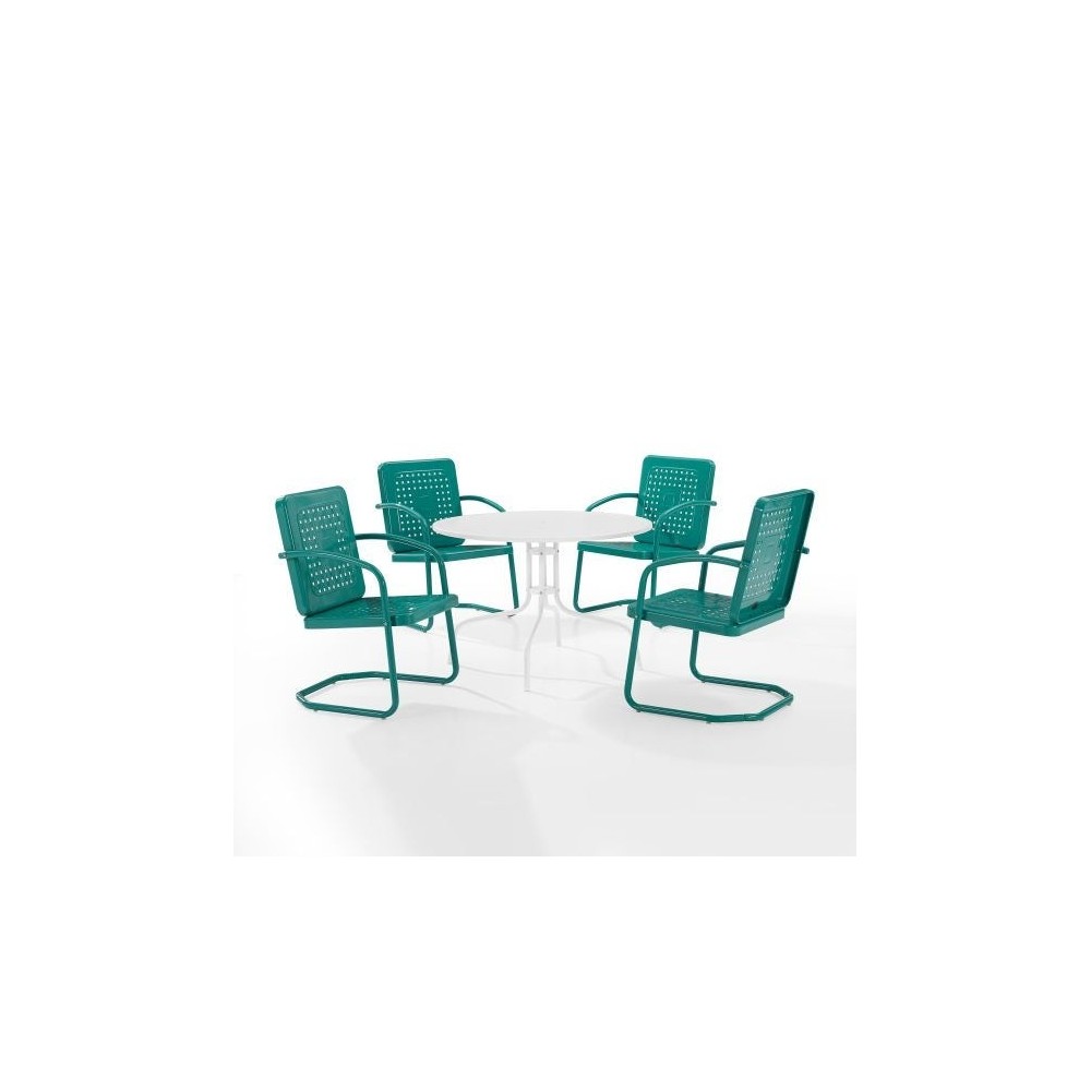 Bates 5Pc Outdoor Metal Dining Set Turquoise Gloss