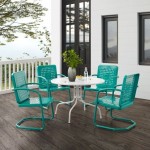 Bates 5Pc Outdoor Metal Dining Set Turquoise Gloss