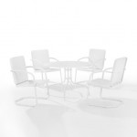 Bates 5Pc Outdoor Metal Dining Set White Gloss