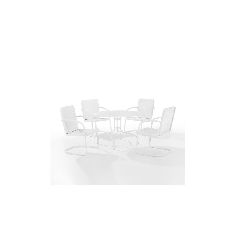 Bates 5Pc Outdoor Metal Dining Set White Gloss Bates 5Pc Outdoor Metal Dining Set White Gloss