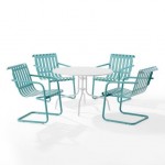 Gracie 5Pc Outdoor Metal Dining Set Pastel Blue Satin