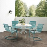 Gracie 5Pc Outdoor Metal Dining Set Pastel Blue Satin