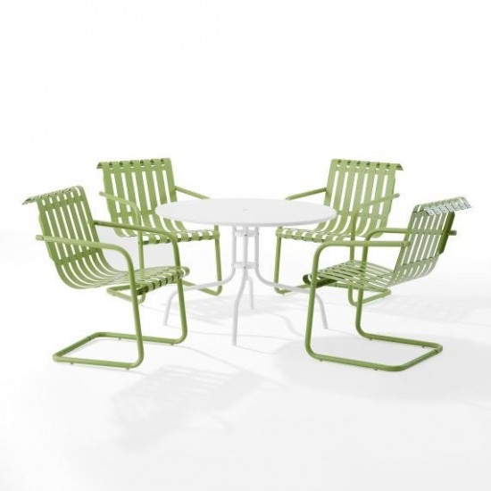 Gracie 5Pc Outdoor Metal Dining Set Pastel Green Satin