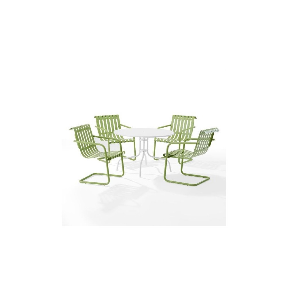 Gracie 5Pc Outdoor Metal Dining Set Pastel Green Satin