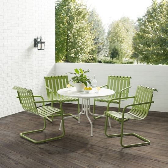 Gracie 5Pc Outdoor Metal Dining Set Pastel Green Satin