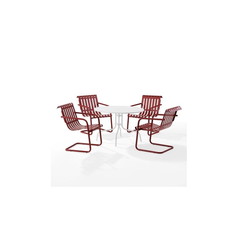 Gracie 5Pc Outdoor Metal Dining Set Dark Red Satin