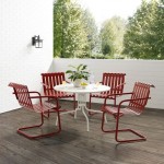 Gracie 5Pc Outdoor Metal Dining Set Dark Red Satin