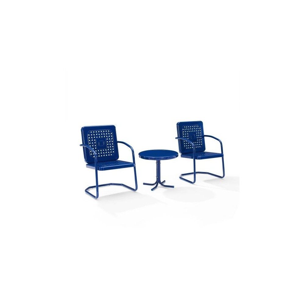 Bates 3Pc Outdoor Metal Chair Set- Side Table & 2 Armchairs