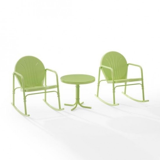 Griffith 3Pc Outdoor Metal Rocking Chair Set Key Lime Gloss