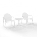 Griffith 3Pc Outdoor Metal Rocking Chair Set White Gloss