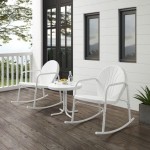 Griffith 3Pc Outdoor Metal Rocking Chair Set White Gloss