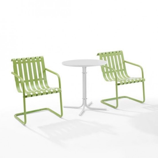 Gracie 3Pc Outdoor Metal Bistro Set Pastel Green Satin