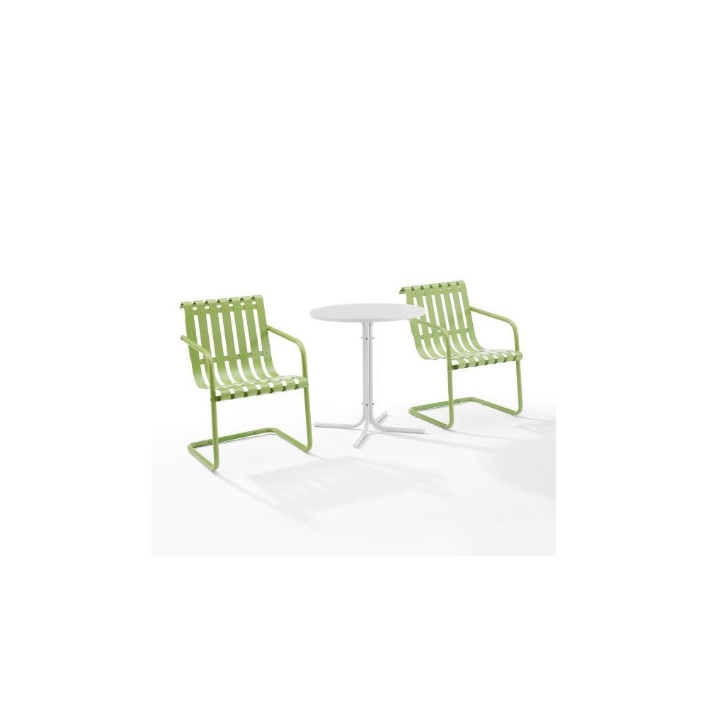 Gracie 3Pc Outdoor Metal Bistro Set Pastel Green Satin Gracie 3Pc Outdoor Metal Bistro Set Pastel Green Satin