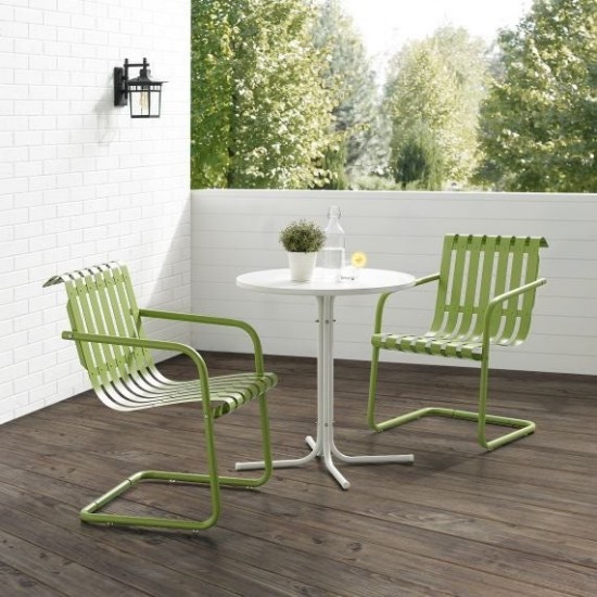 Gracie 3Pc Outdoor Metal Bistro Set Pastel Green Satin