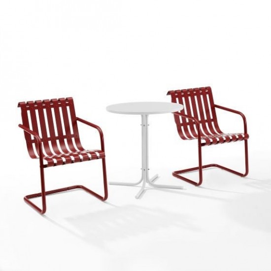 Gracie 3Pc Outdoor Metal Bistro Set Dark Red Satin