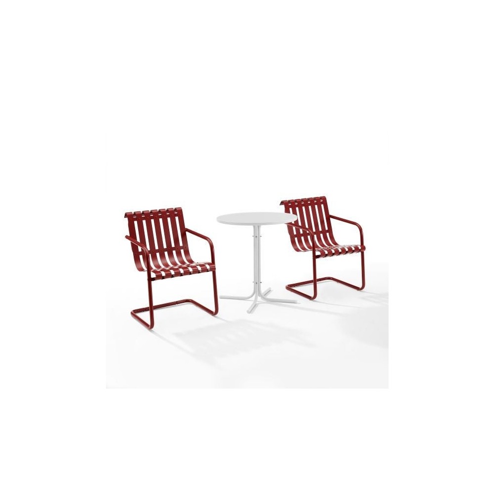 Gracie 3Pc Outdoor Metal Bistro Set Dark Red Satin