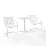 Gracie 3Pc Outdoor Metal Bistro Set White Satin - Bistro Table & 2 Armchairs