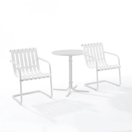 Gracie 3Pc Outdoor Metal Bistro Set White Satin - Bistro Table & 2 Armchairs