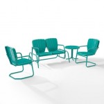 Ridgeland 4Pc Outdoor Metal Conversation Set Turquoise Gloss