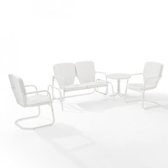 Ridgeland 4Pc Outdoor Metal Conversation Set White Gloss