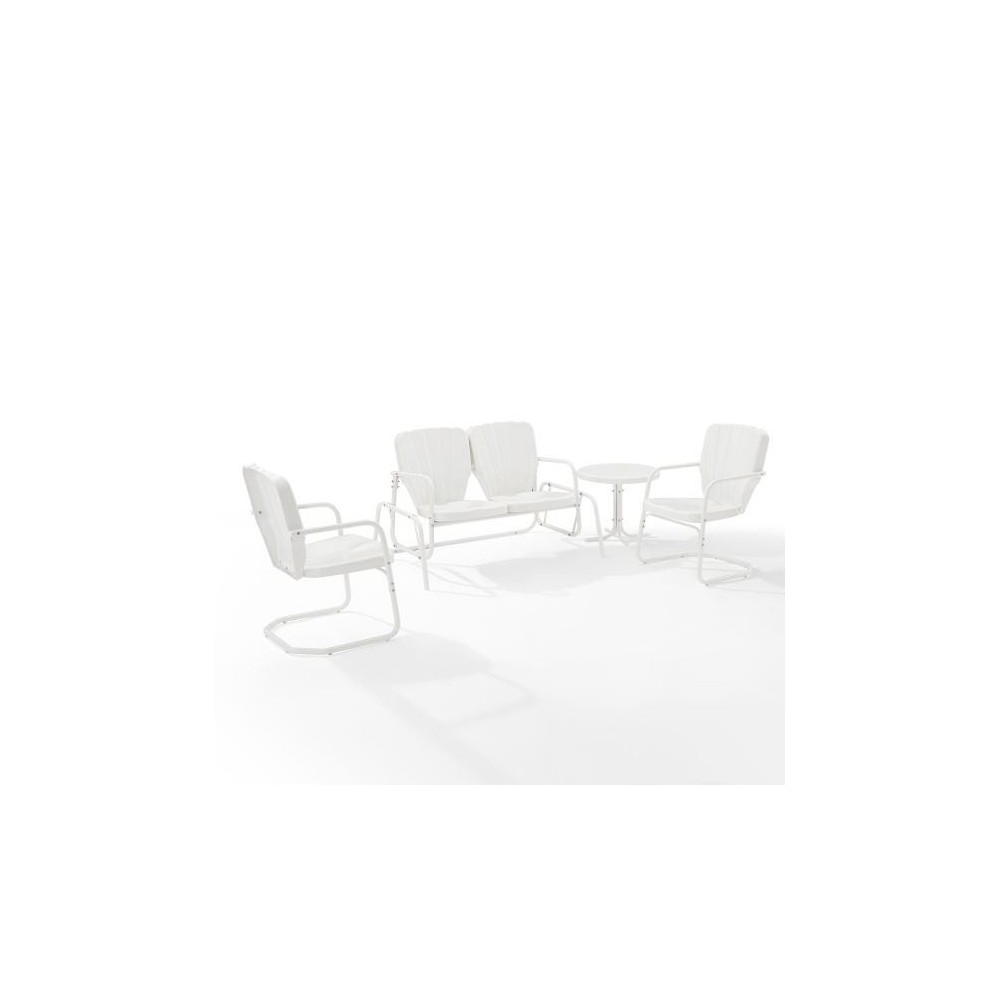 Ridgeland 4Pc Outdoor Metal Conversation Set White Gloss