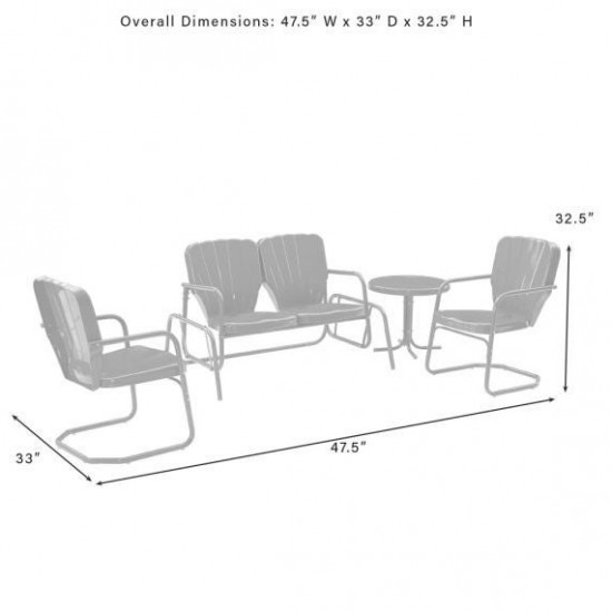 Ridgeland 4Pc Outdoor Metal Conversation Set White Gloss