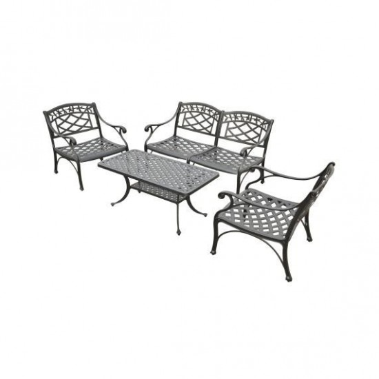 Sedona 4Pc Outdoor Conversation Set- Loveseat, Coffee Table, 2 Club Chairs