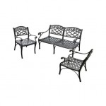 Sedona 3Pc Outdoor Conversation Set Black - Loveseat & 2 Club Chairs