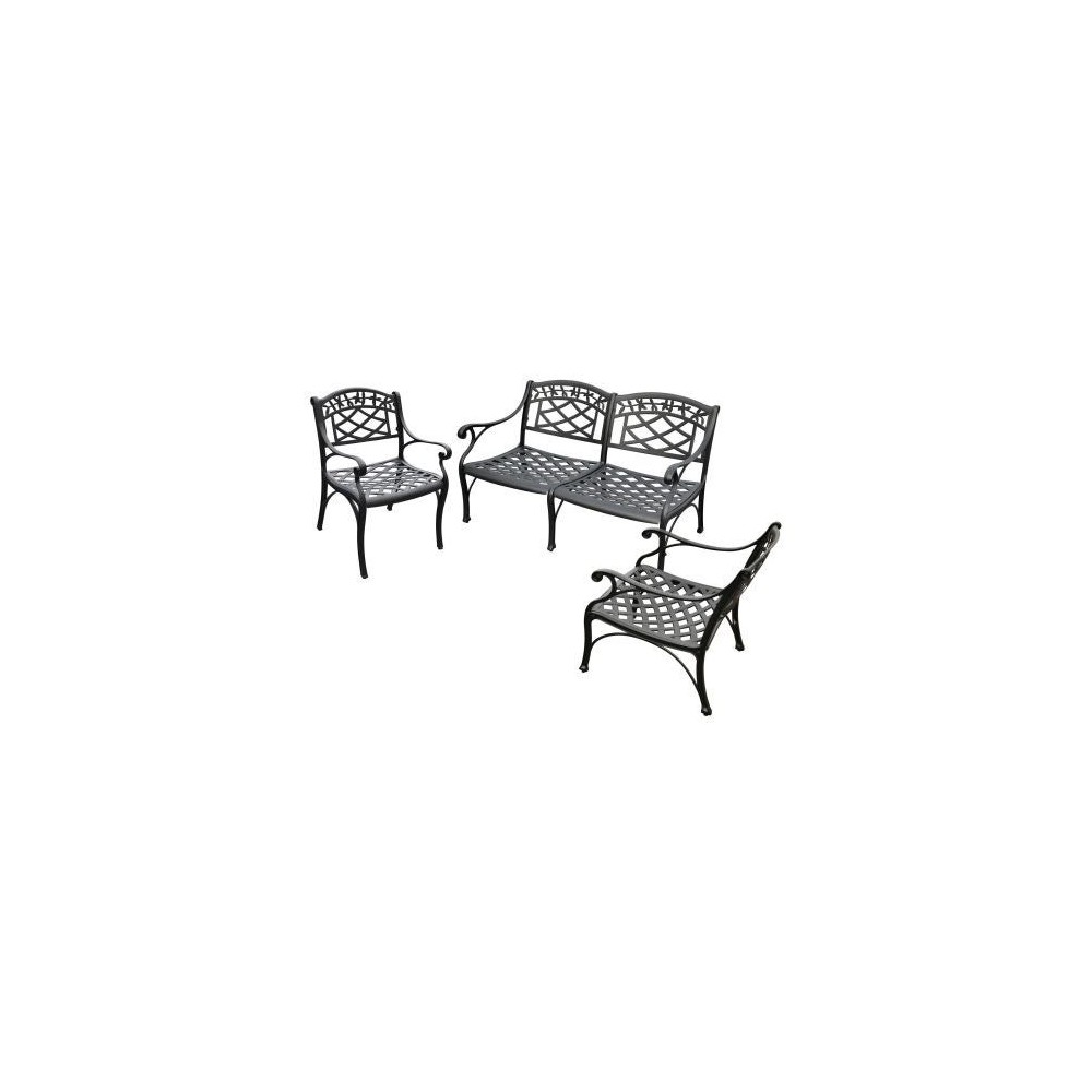 Sedona 3Pc Outdoor Conversation Set Black - Loveseat & 2 Club Chairs