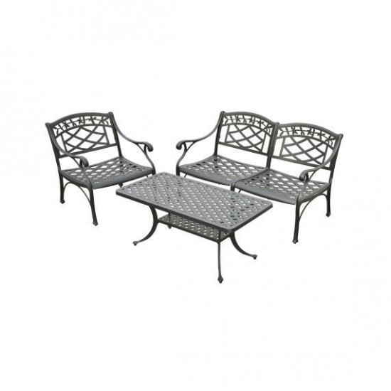 Sedona 3Pc Outdoor Conversation Set Black - Loveseat, Club Chair, Coffee Table