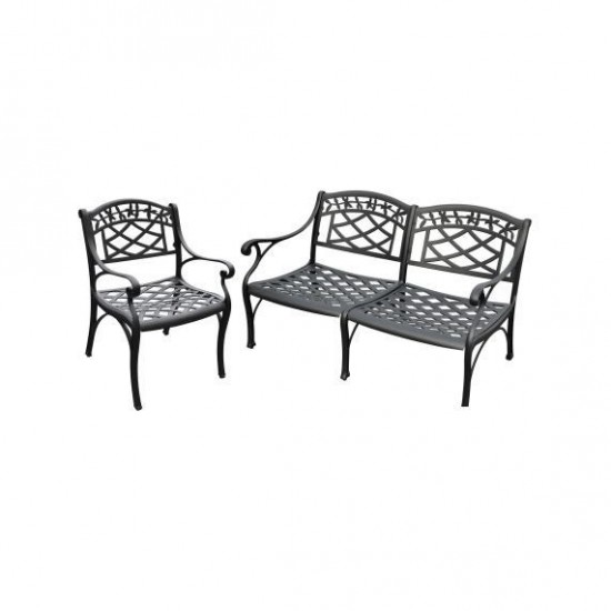 Sedona 2Pc Outdoor Conversation Set Black - Loveseat & Club Chair