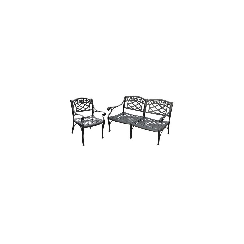 Sedona 2Pc Outdoor Conversation Set Black - Loveseat & Club Chair