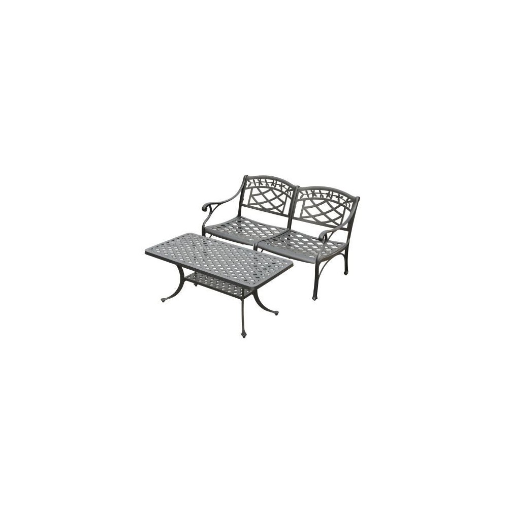 Sedona 2Pc Outdoor Conversation Set Black - Loveseat & Coffee Table