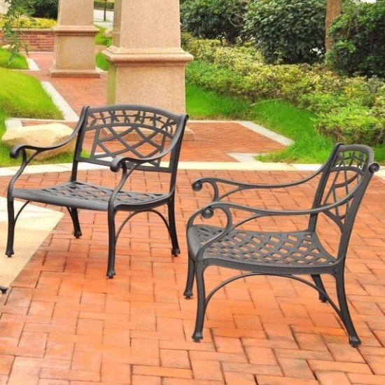 Sedona 2Pc Outdoor Chair Set Black - 2 Club Chairs