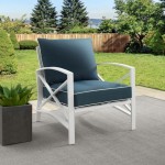 Kaplan Outdoor Metal Armchair Navy/White