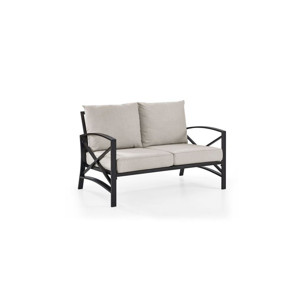 Kaplan Outdoor Metal Loveseat Oatmeal/Oil Rubbed Bronze