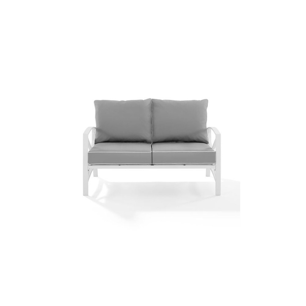Kaplan Outdoor Metal Loveseat Gray/White
