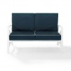 Kaplan Outdoor Metal Loveseat Navy/White