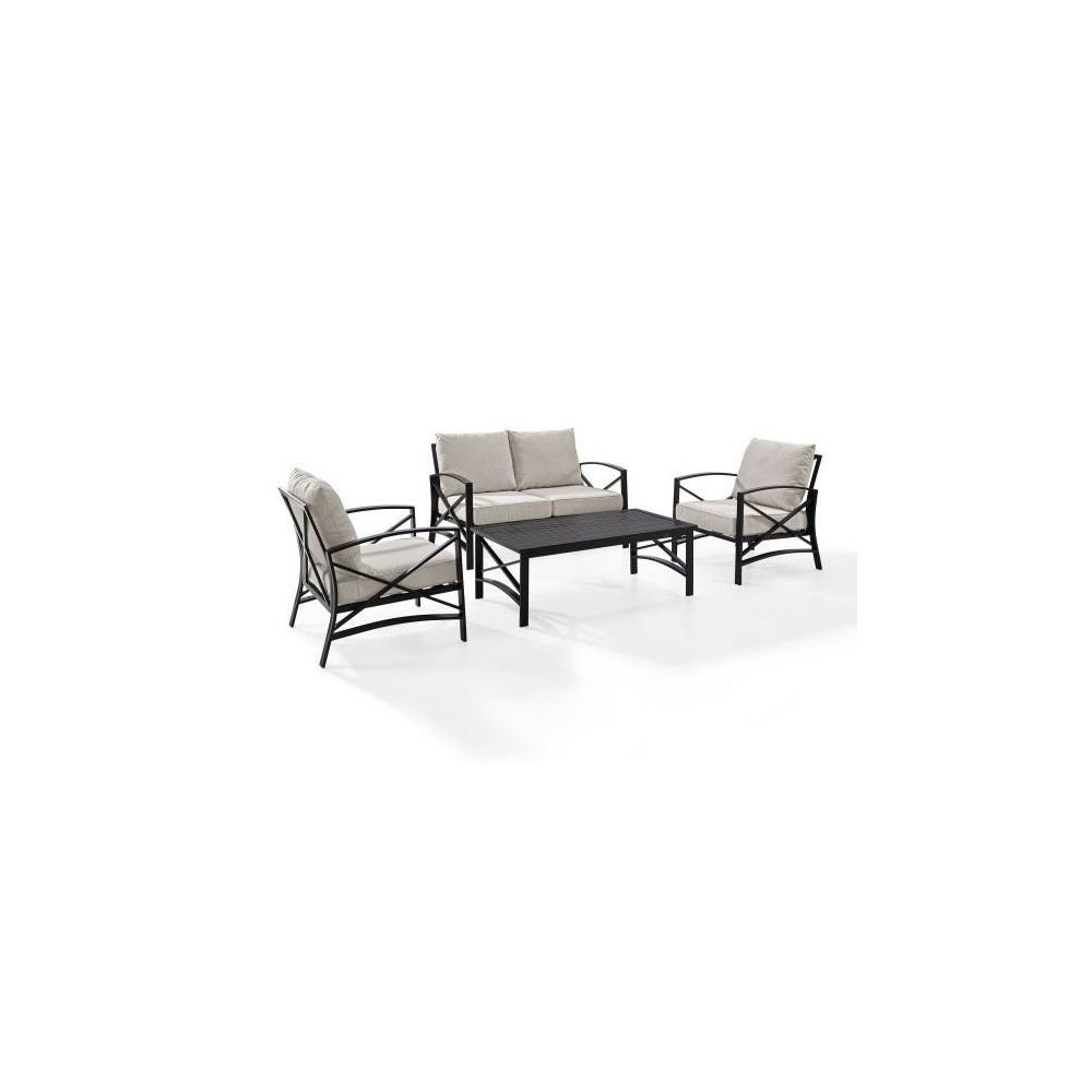 Kaplan 4Pc Outdoor Metal Conversation Set Oatmeal